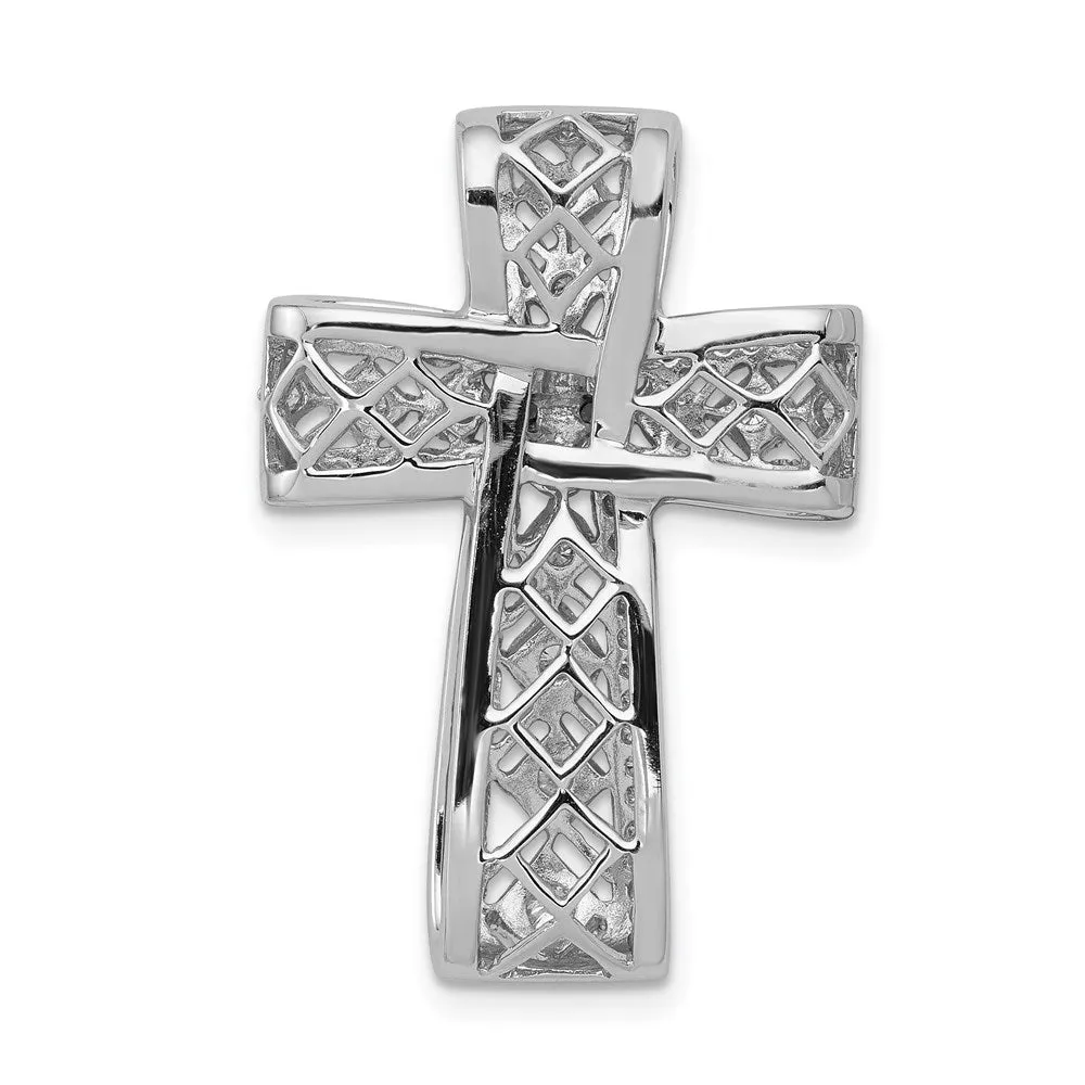 14k White Gold 1/2ct. Diamond Filigree Cross Chain Slide