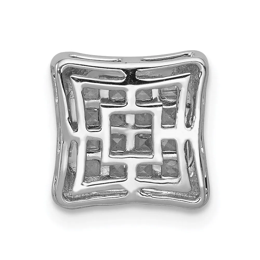 14k White Gold 1/2ct. Diamond Square Cluster Chain Slide
