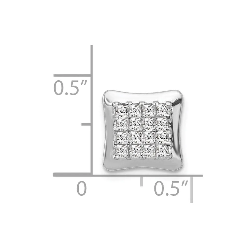 14k White Gold 1/2ct. Diamond Square Cluster Chain Slide