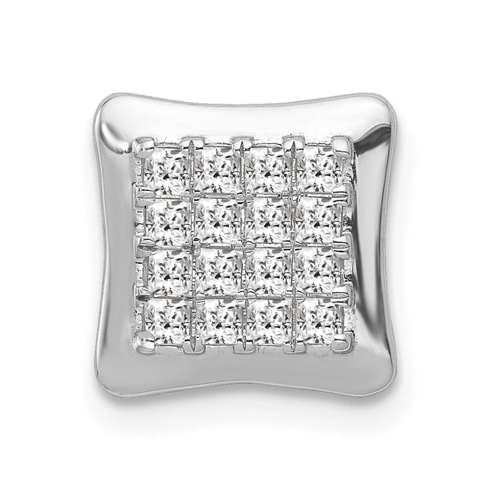 14k White Gold 1/2ct. Diamond Square Cluster Chain Slide