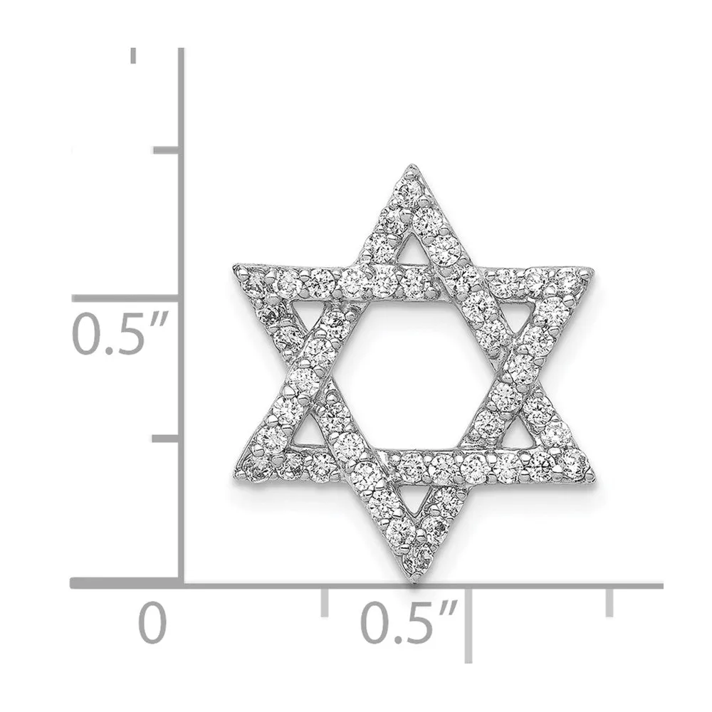14k White Gold 1/2ct. Diamond Star of David Chain Slide