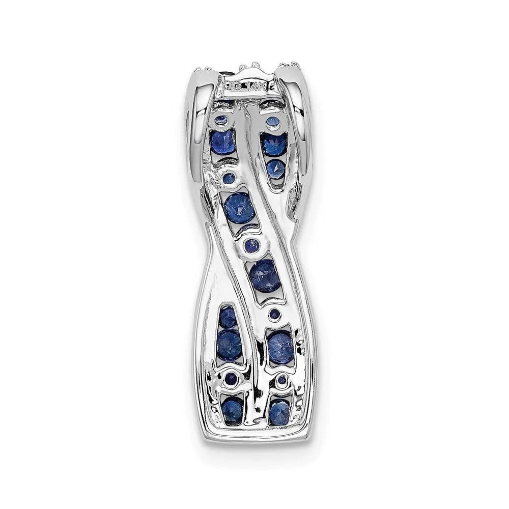 14k White Gold 1/3 ct. Diamond and Sapphire Fancy Twist Chain Slide