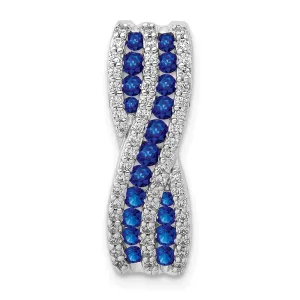 14k White Gold 1/3 ct. Diamond and Sapphire Fancy Twist Chain Slide