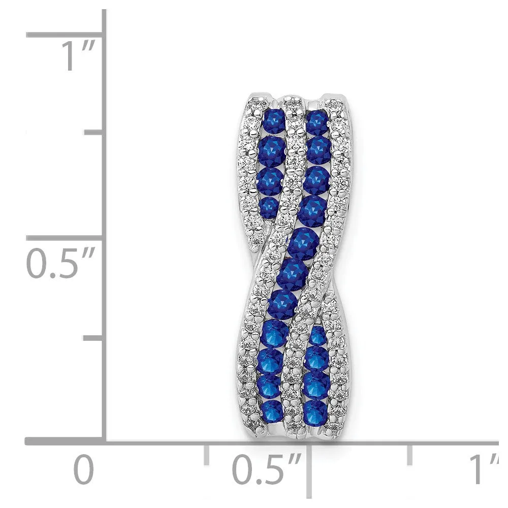 14k White Gold 1/3 ct. Diamond and Sapphire Fancy Twist Chain Slide