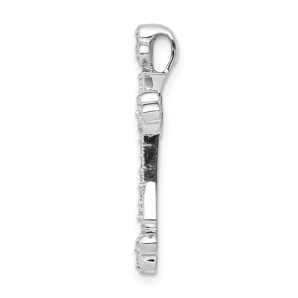 14k White Gold 1/4ct. Diamond Budded Cross Chain Slide