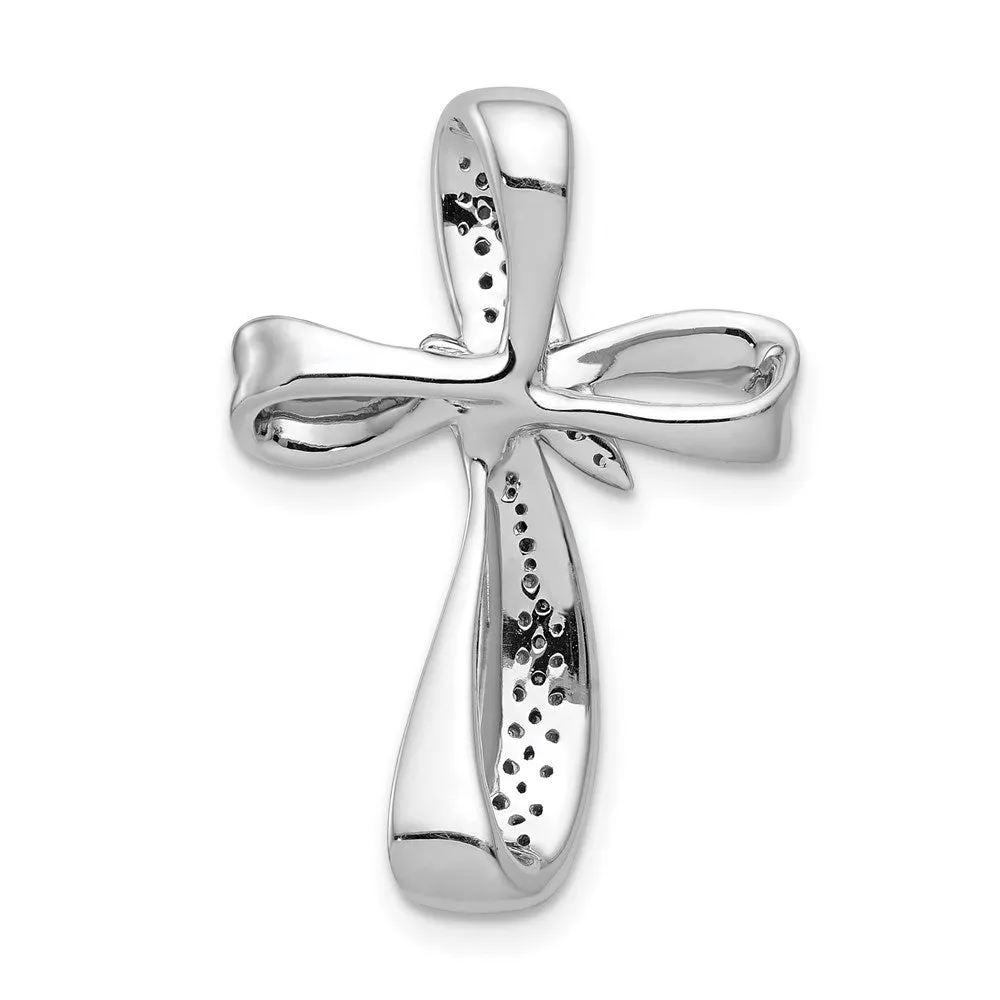14k White Gold 1/4ct. Diamond Cross Chain Slide