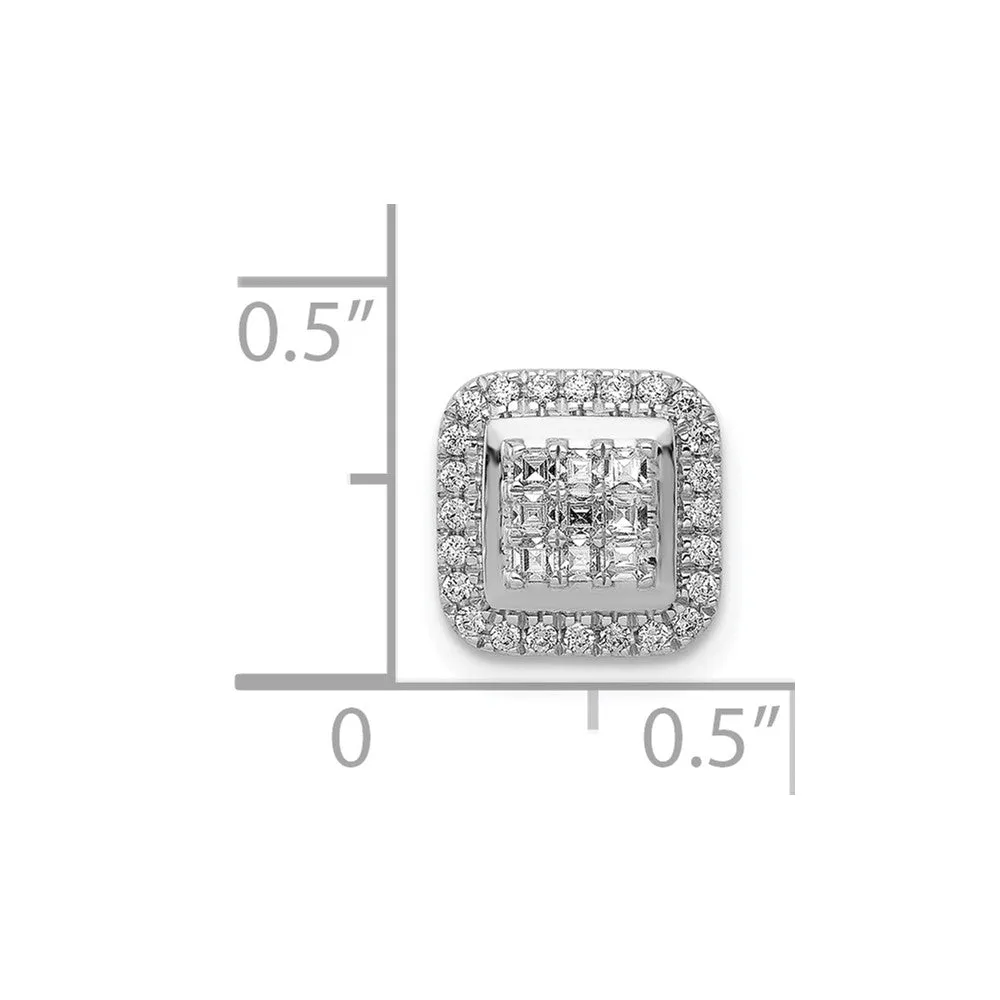 14k White Gold 1/4ct. Diamond Square Cluster Pendant