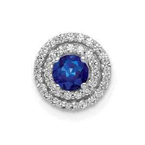 14k White Gold 1/5ct. Diamond and .25 Sapphire Chain Slide