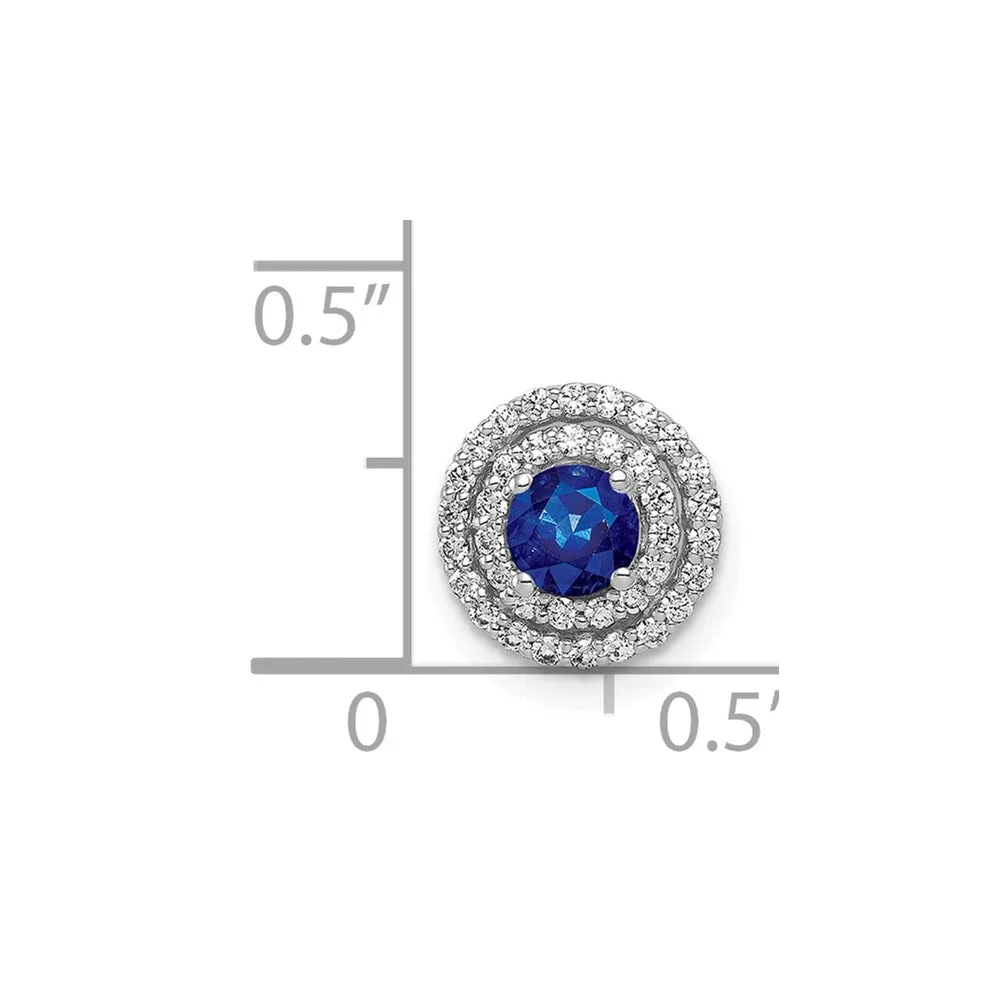 14k White Gold 1/5ct. Diamond and .25 Sapphire Chain Slide