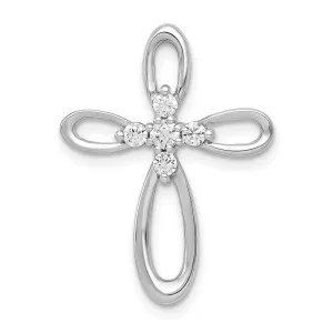 14k White Gold 1/5ct. Diamond Cross Chain Slide
