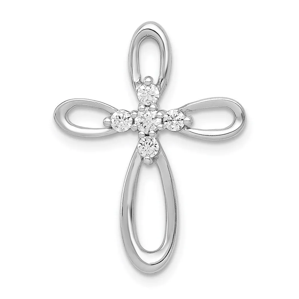 14k White Gold 1/5ct. Diamond Cross Chain Slide