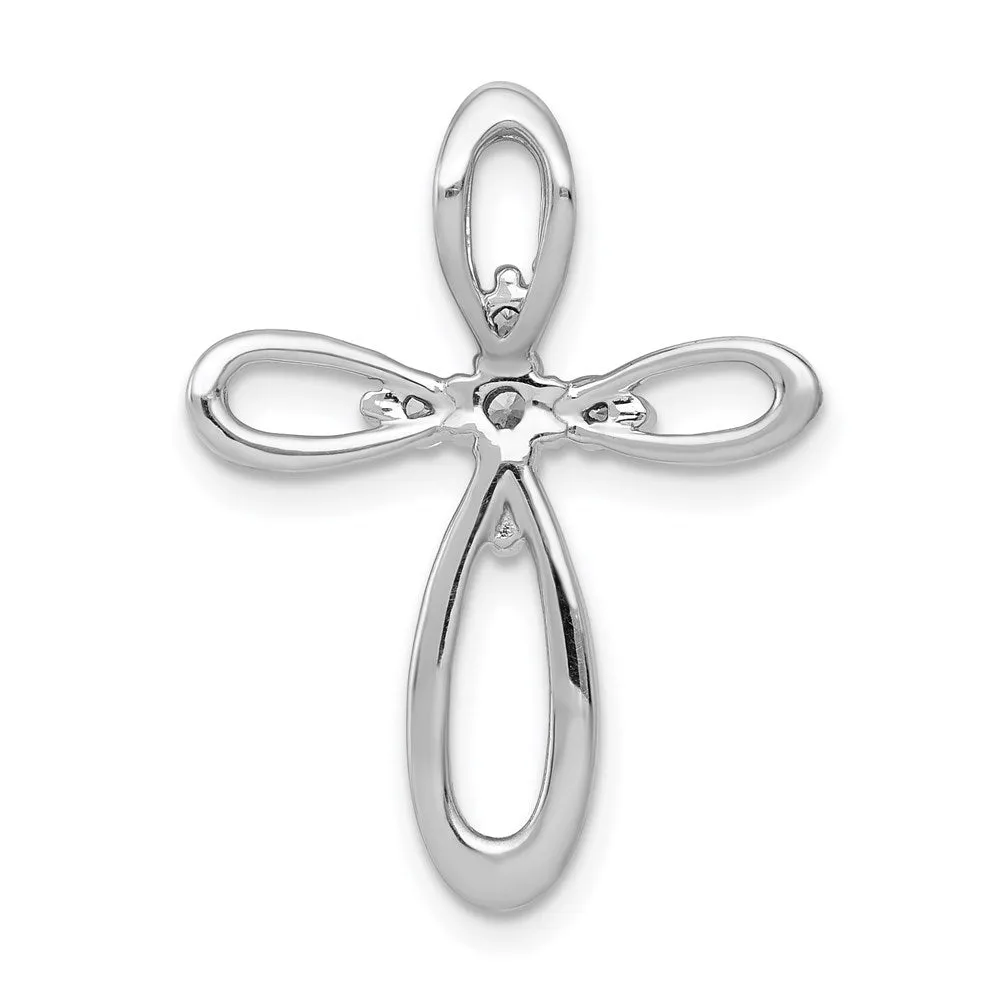 14k White Gold 1/5ct. Diamond Cross Chain Slide
