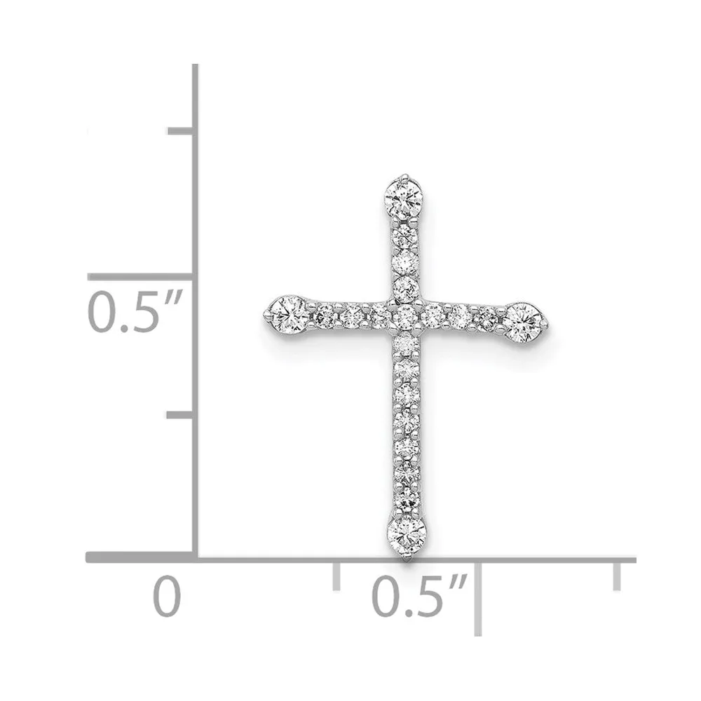 14k White Gold 1/5ct. Diamond Cross Chain Slide