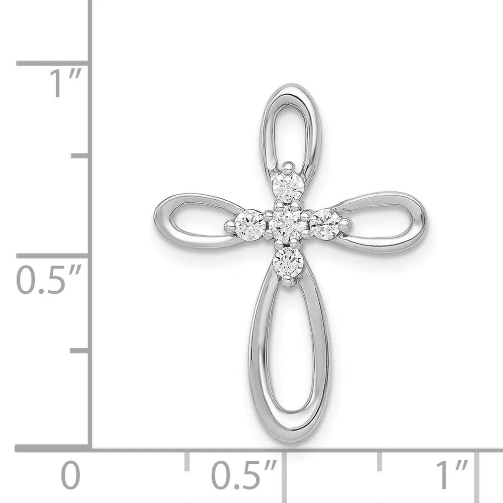 14k White Gold 1/5ct. Diamond Cross Chain Slide