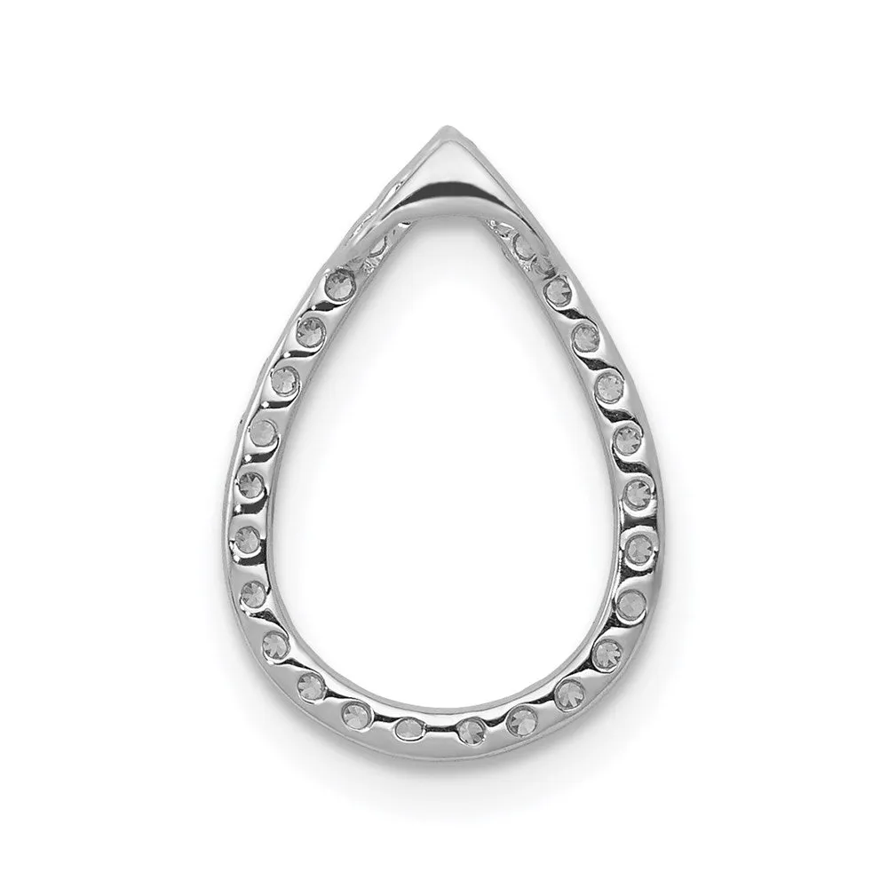 14k White Gold 1/5ct. Diamond Teardrop Chain Slide
