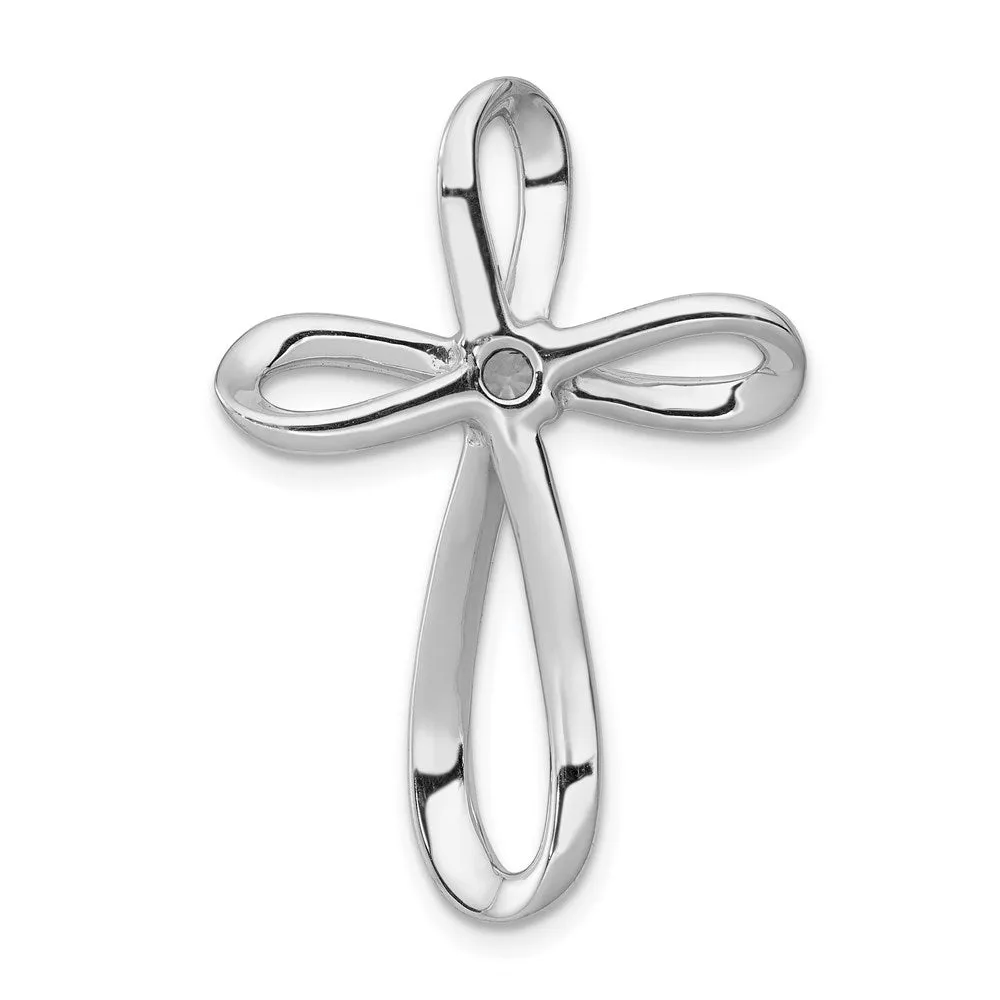 14k White Gold 1/6ct. Diamond Cross Chain Slide