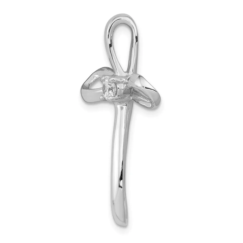 14k White Gold 1/6ct. Diamond Cross Chain Slide