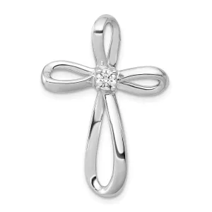 14k White Gold 1/6ct. Diamond Cross Chain Slide