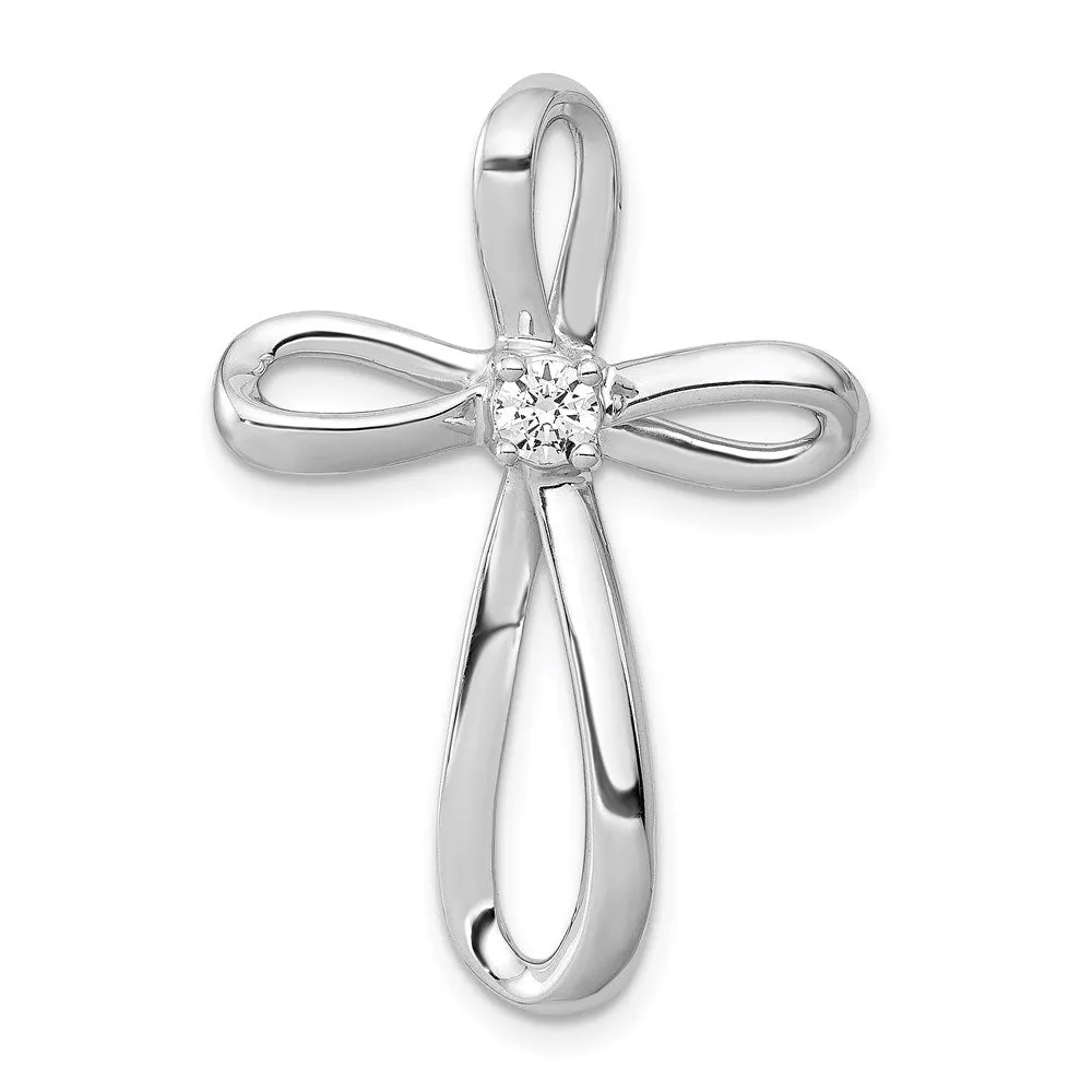 14k White Gold 1/6ct. Diamond Cross Chain Slide