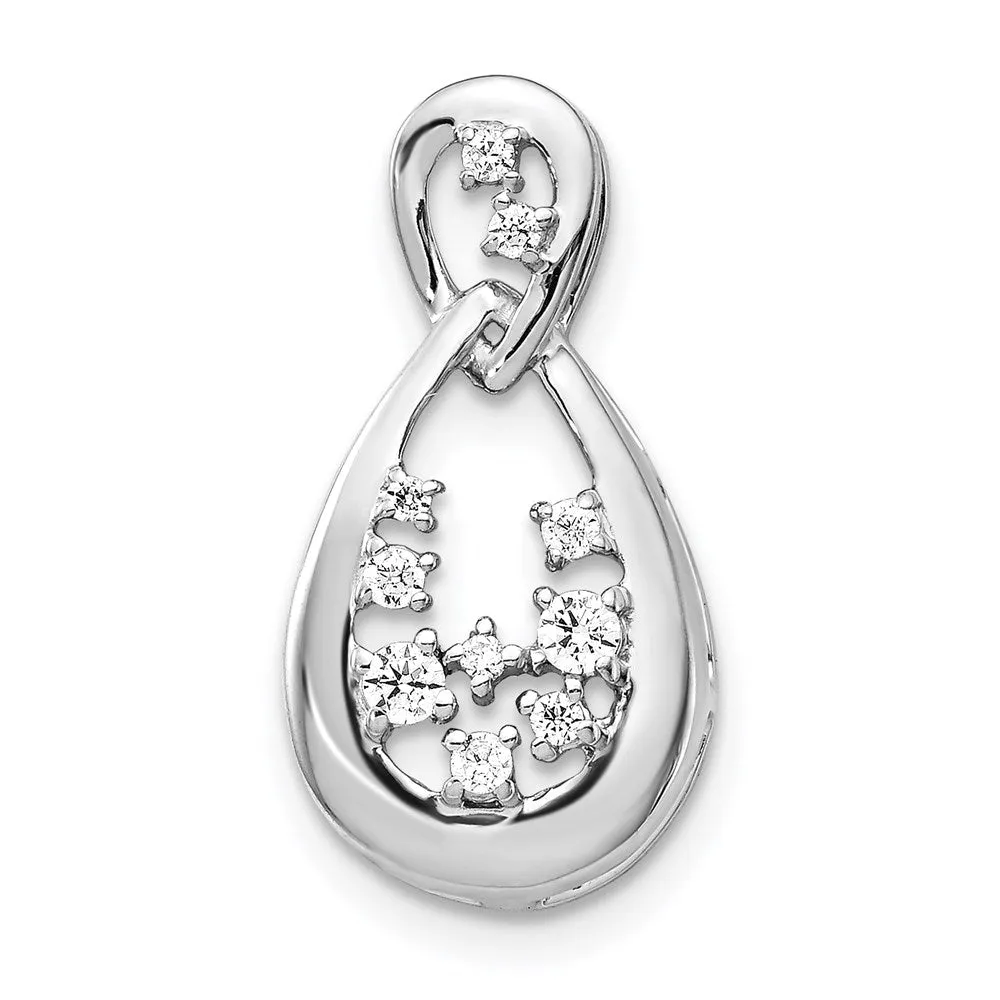 14k White Gold 1/6ct. Diamond Fancy Teardrop Pendant