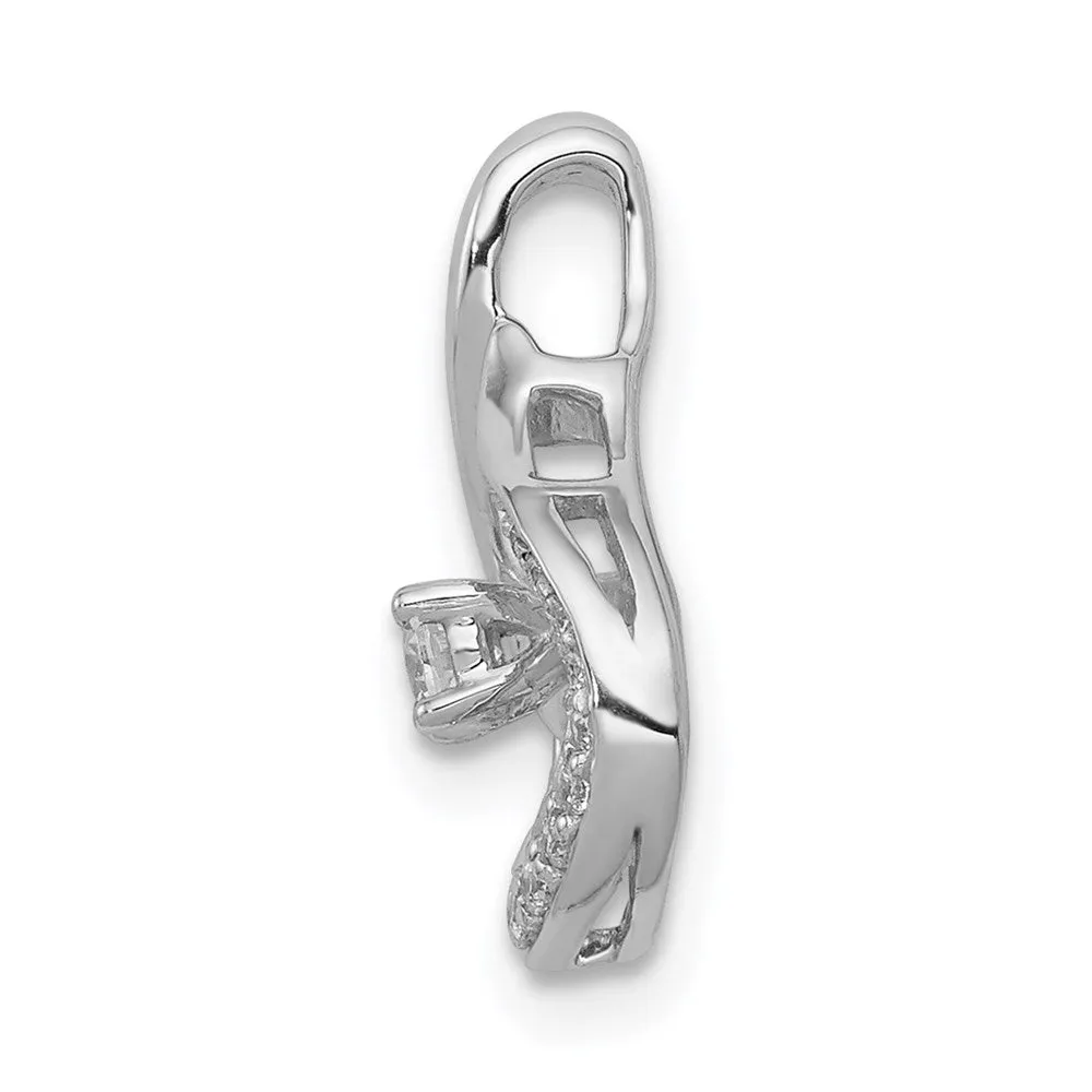 14k White Gold 1/8ct. Diamond Teardrop Chain Slide