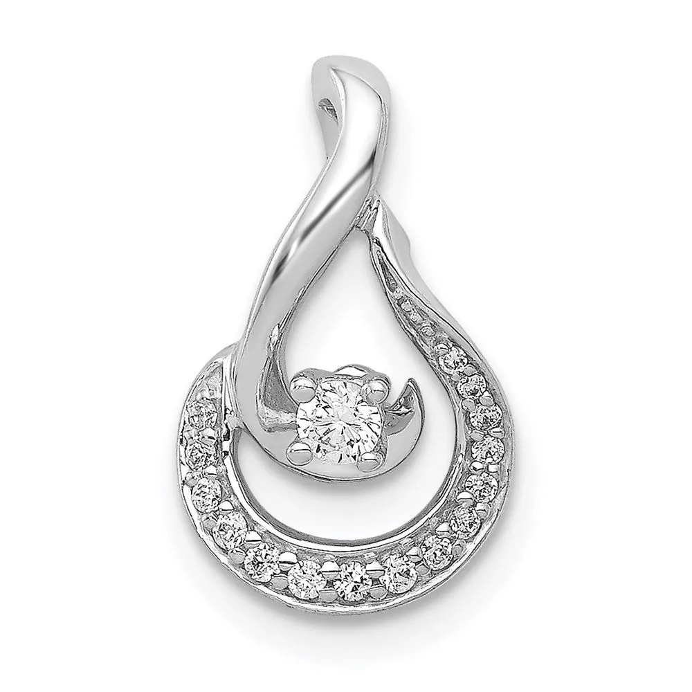 14k White Gold 1/8ct. Diamond Teardrop Chain Slide