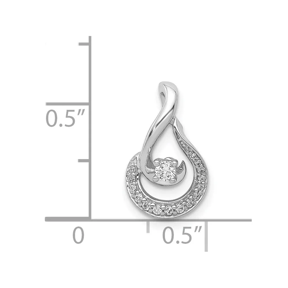 14k White Gold 1/8ct. Diamond Teardrop Chain Slide