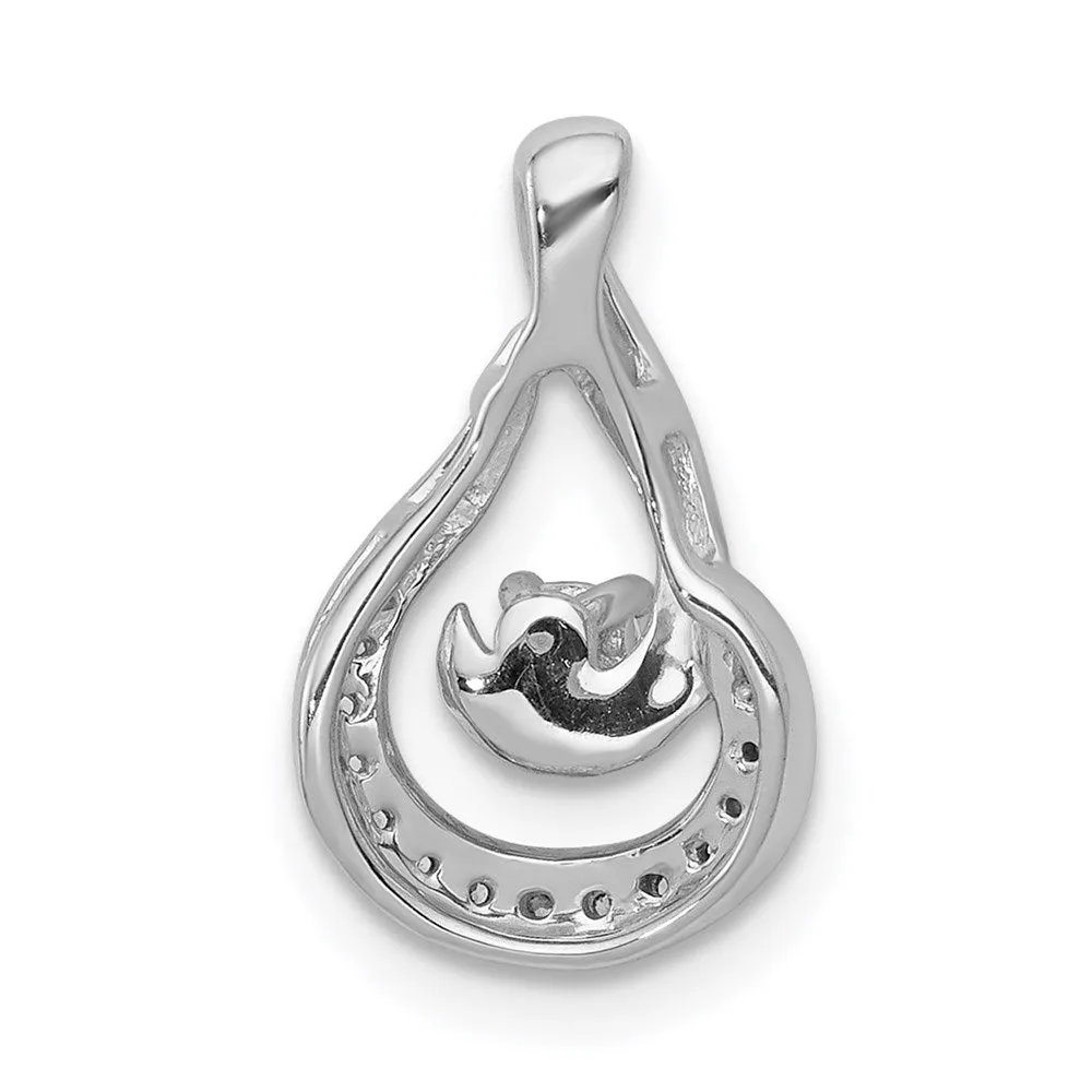 14k White Gold 1/8ct. Diamond Teardrop Chain Slide