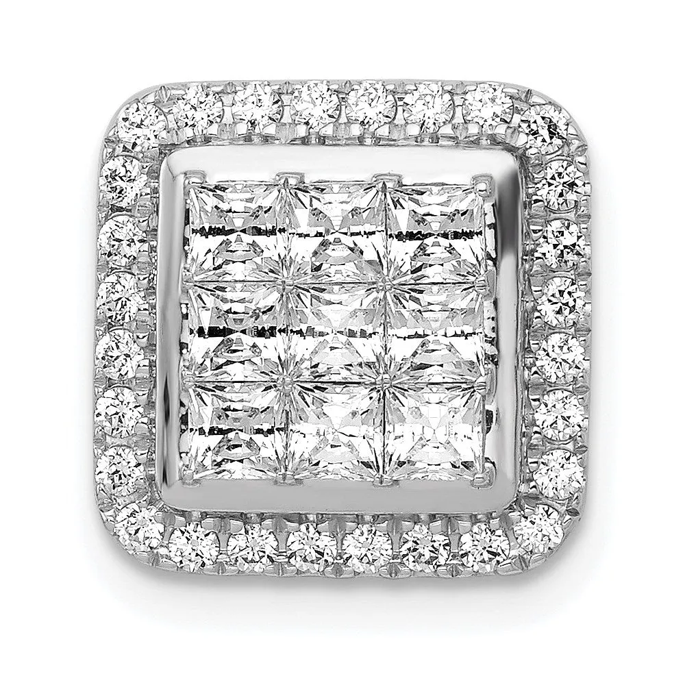 14k White Gold 1ct. Diamond Square Cluster Pendant