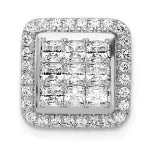 14k White Gold 1ct. Diamond Square Cluster Pendant