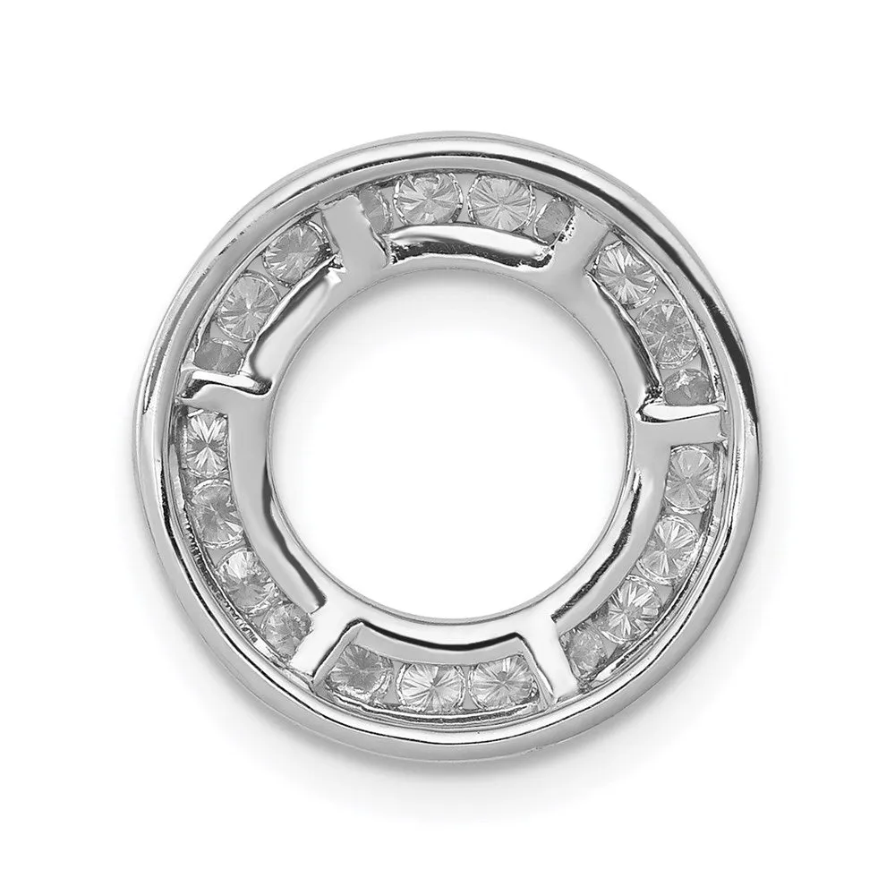 14k White Gold 3/8ct. Diamond Channel Set Circle Chain Slide