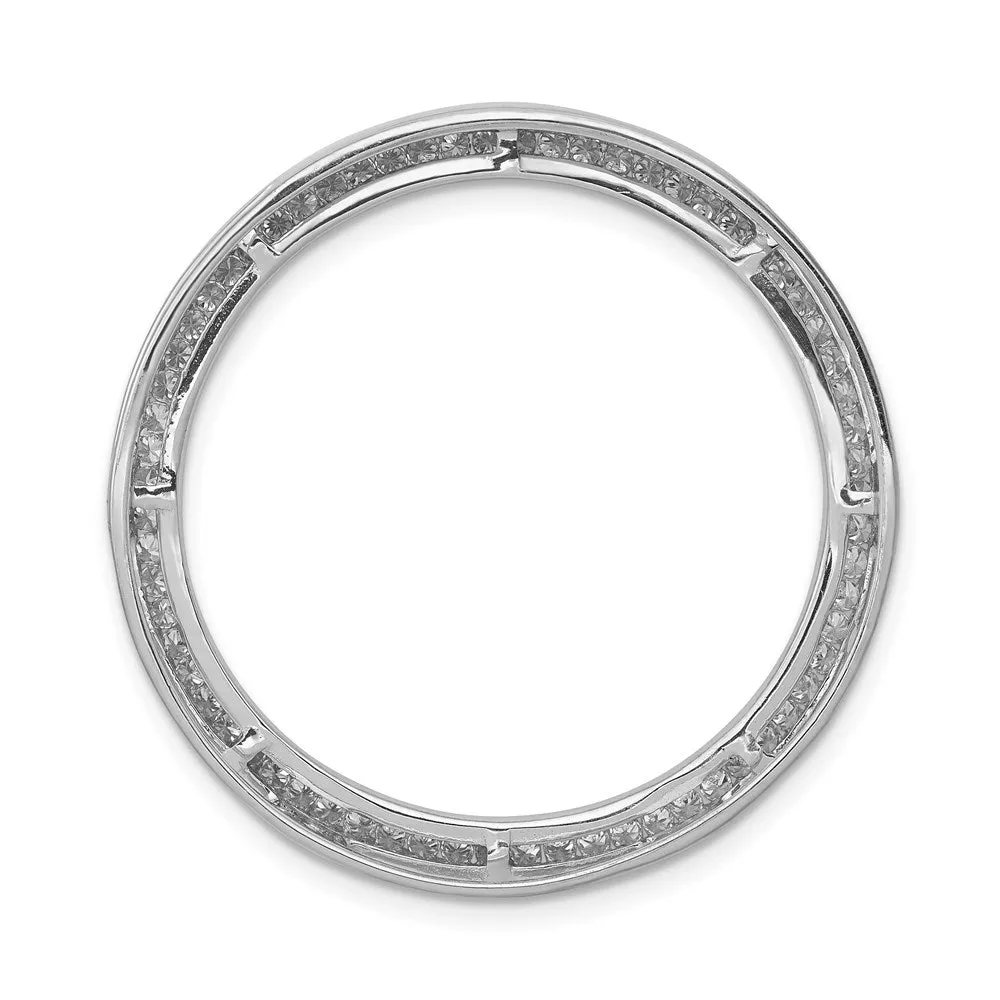 14k White Gold 5/8ct. Diamond Channel Set Large Circle Chain Slide