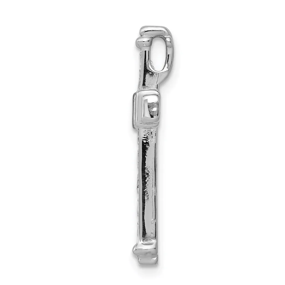 14k White Gold AA 3/8ct. Diamond Latin Cross Chain Slide