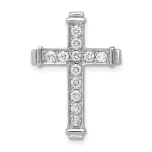14k White Gold AA 3/8ct. Diamond Latin Cross Chain Slide