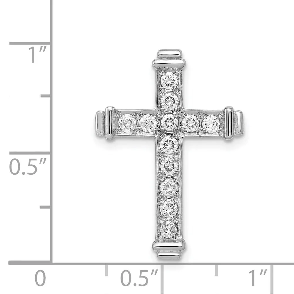 14k White Gold AA 3/8ct. Diamond Latin Cross Chain Slide