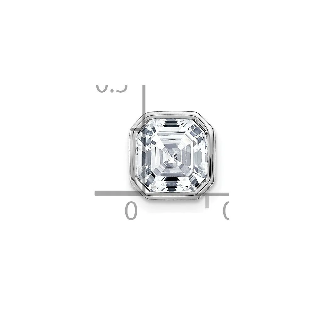 14k White Gold Asscher Bezel D E F Pure Light Moissanite Chain Slide
