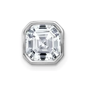 14k White Gold Asscher Bezel D E F Pure Light Moissanite Chain Slide