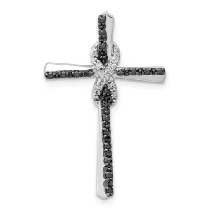 14k White Gold Black and White Diamond Infinity Cross Chain Slide