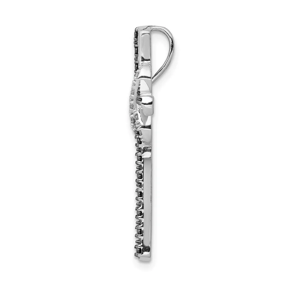 14k White Gold Black and White Diamond Infinity Cross Chain Slide