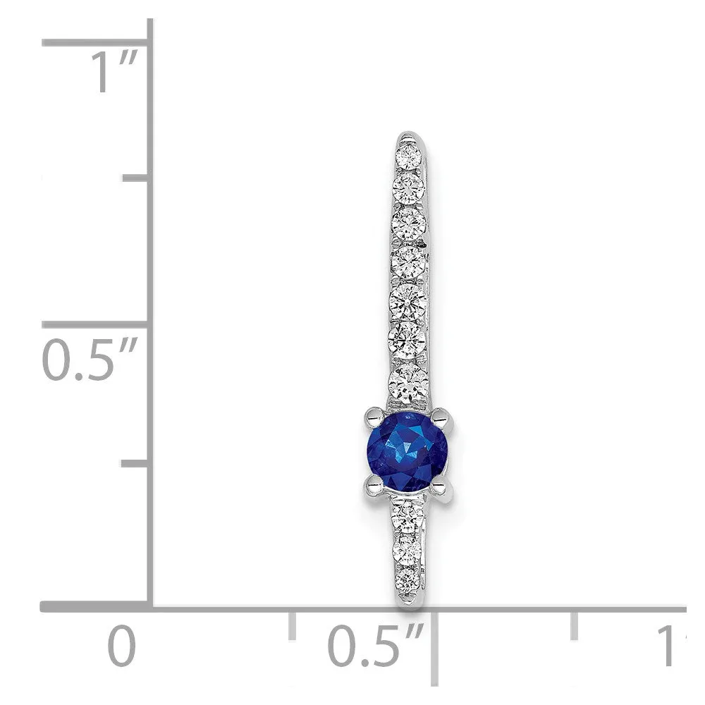 14k White Gold Diamond and .18 Sapphire Fancy Chain Slide