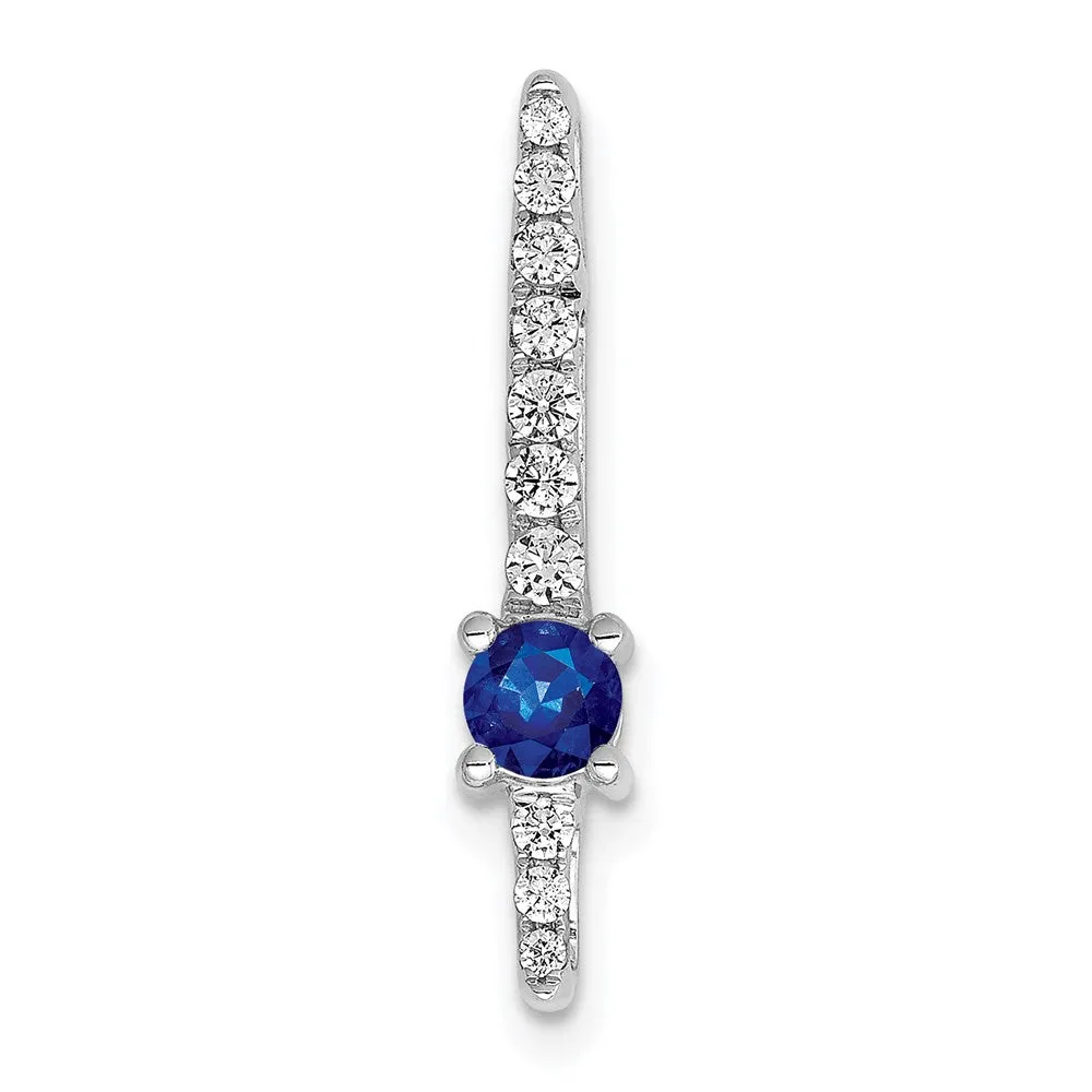 14k White Gold Diamond and .18 Sapphire Fancy Chain Slide