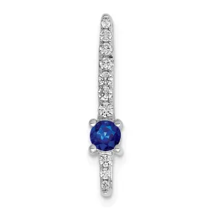 14k White Gold Diamond and .18 Sapphire Fancy Chain Slide