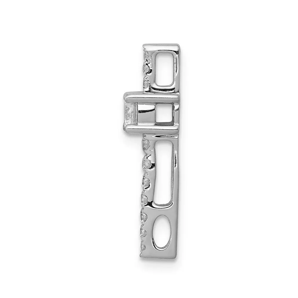 14k White Gold Diamond and .18 Sapphire Fancy Chain Slide