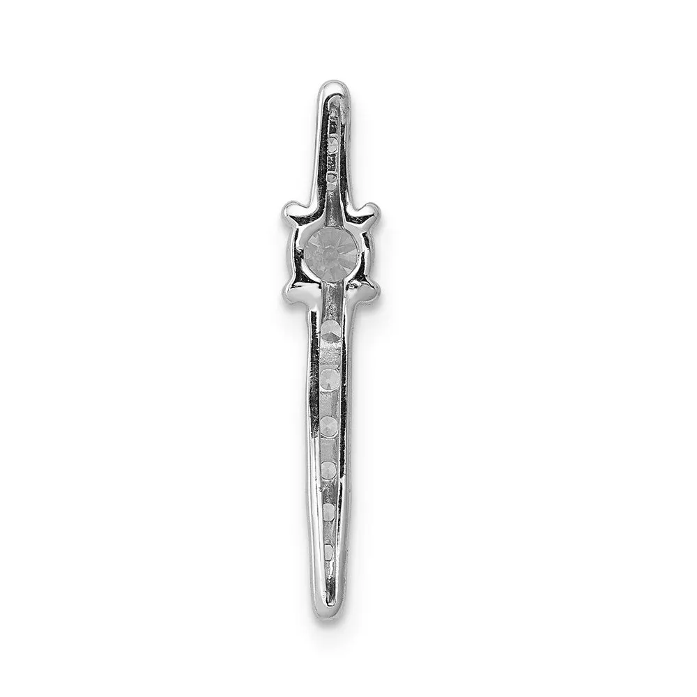 14k White Gold Diamond and .18 Sapphire Fancy Chain Slide