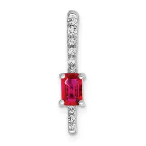 14k White Gold Diamond and .24 Ruby Fancy Chain Slide
