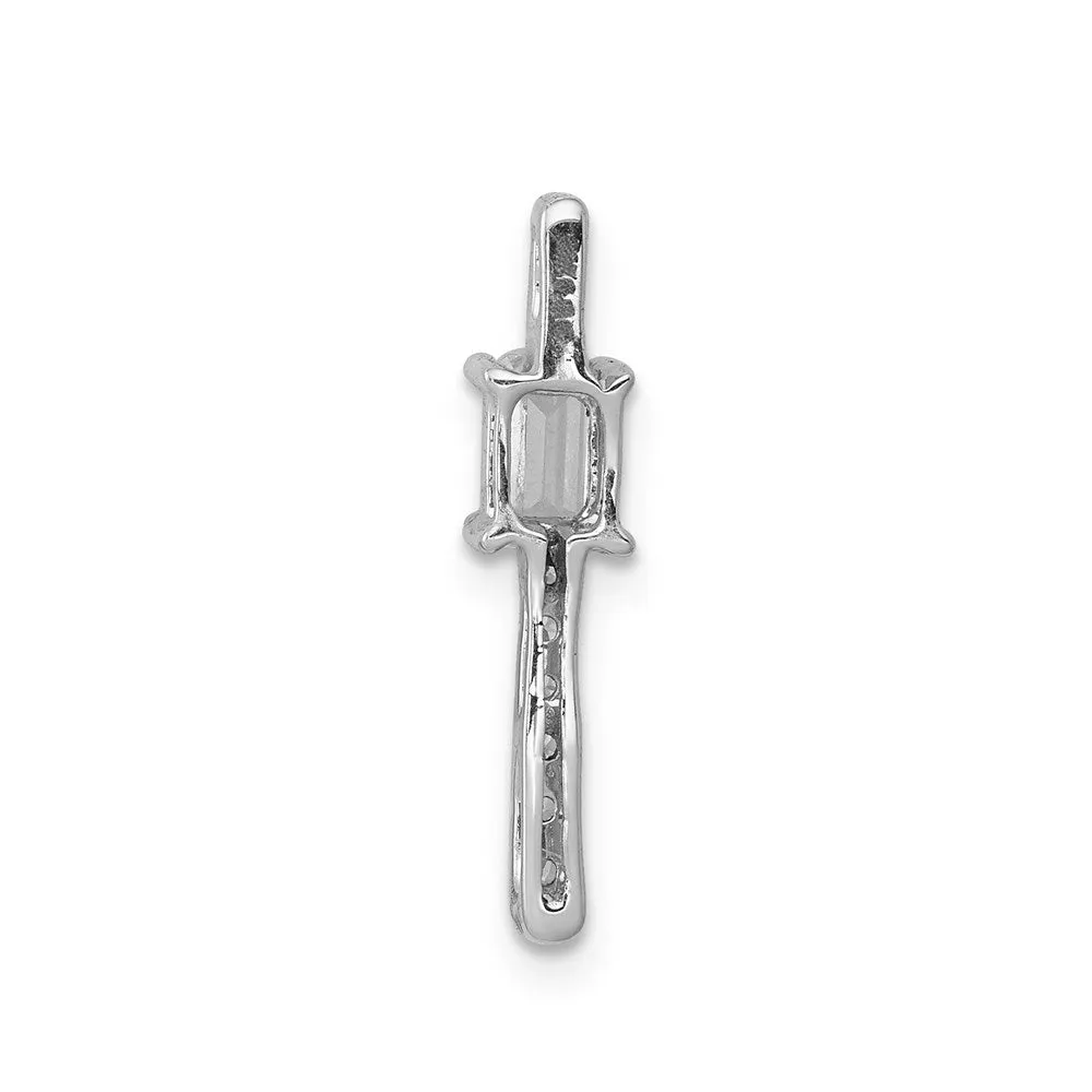 14k White Gold Diamond and .24 Sapphire Fancy Chain Slide