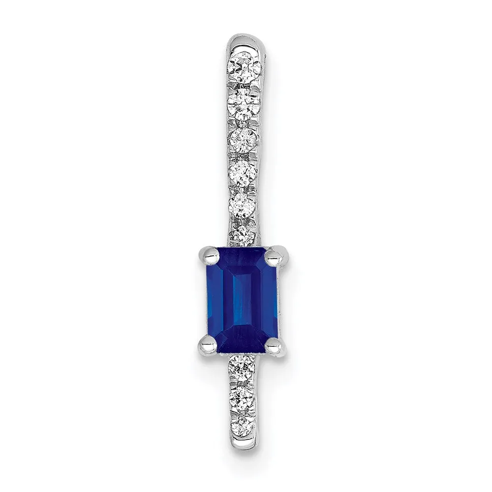 14k White Gold Diamond and .24 Sapphire Fancy Chain Slide