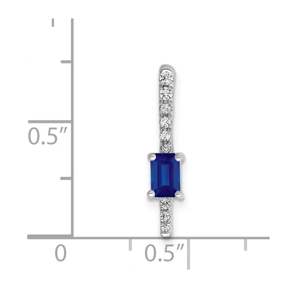 14k White Gold Diamond and .24 Sapphire Fancy Chain Slide