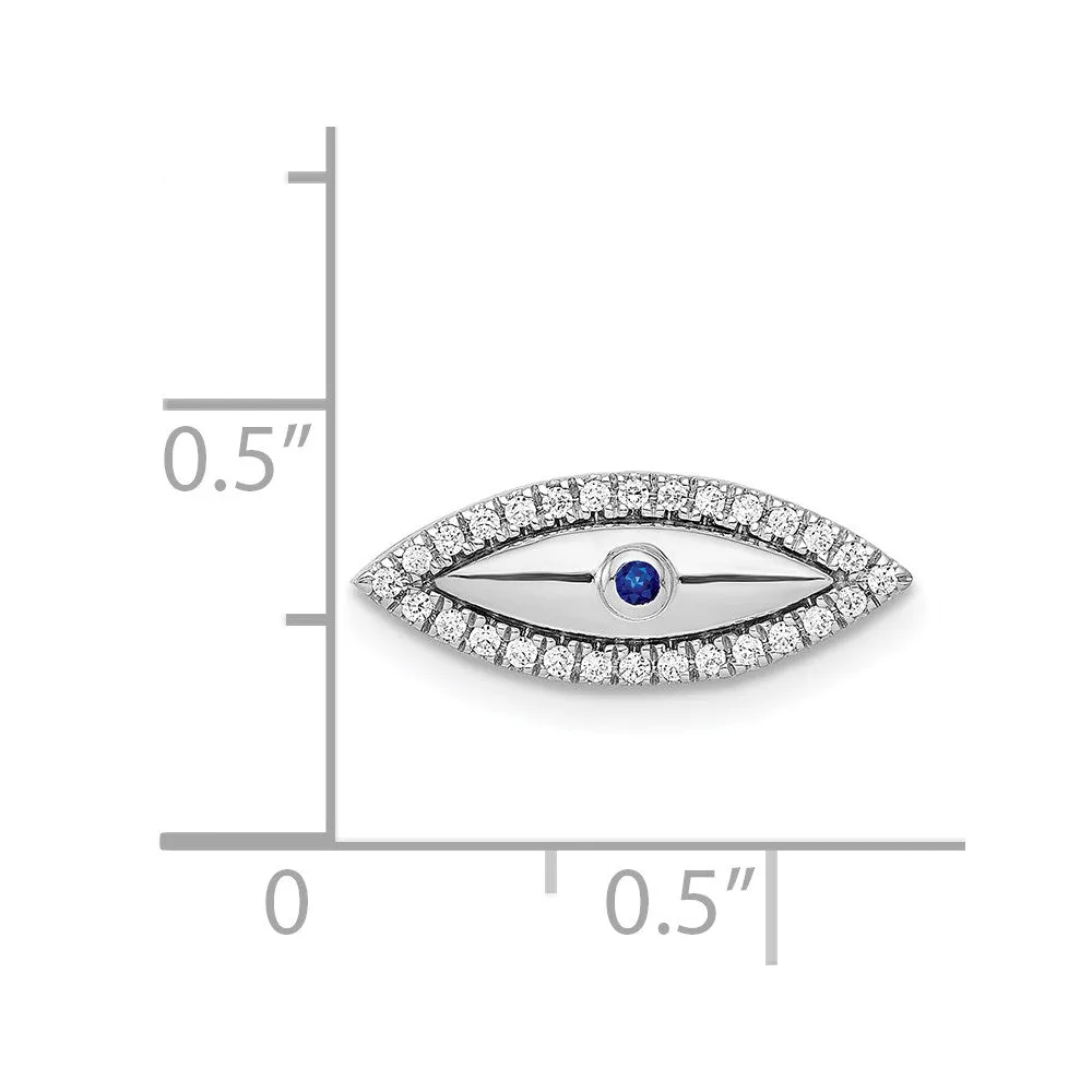 14k White Gold Diamond and Sapphire Evil Eye Chain Slide