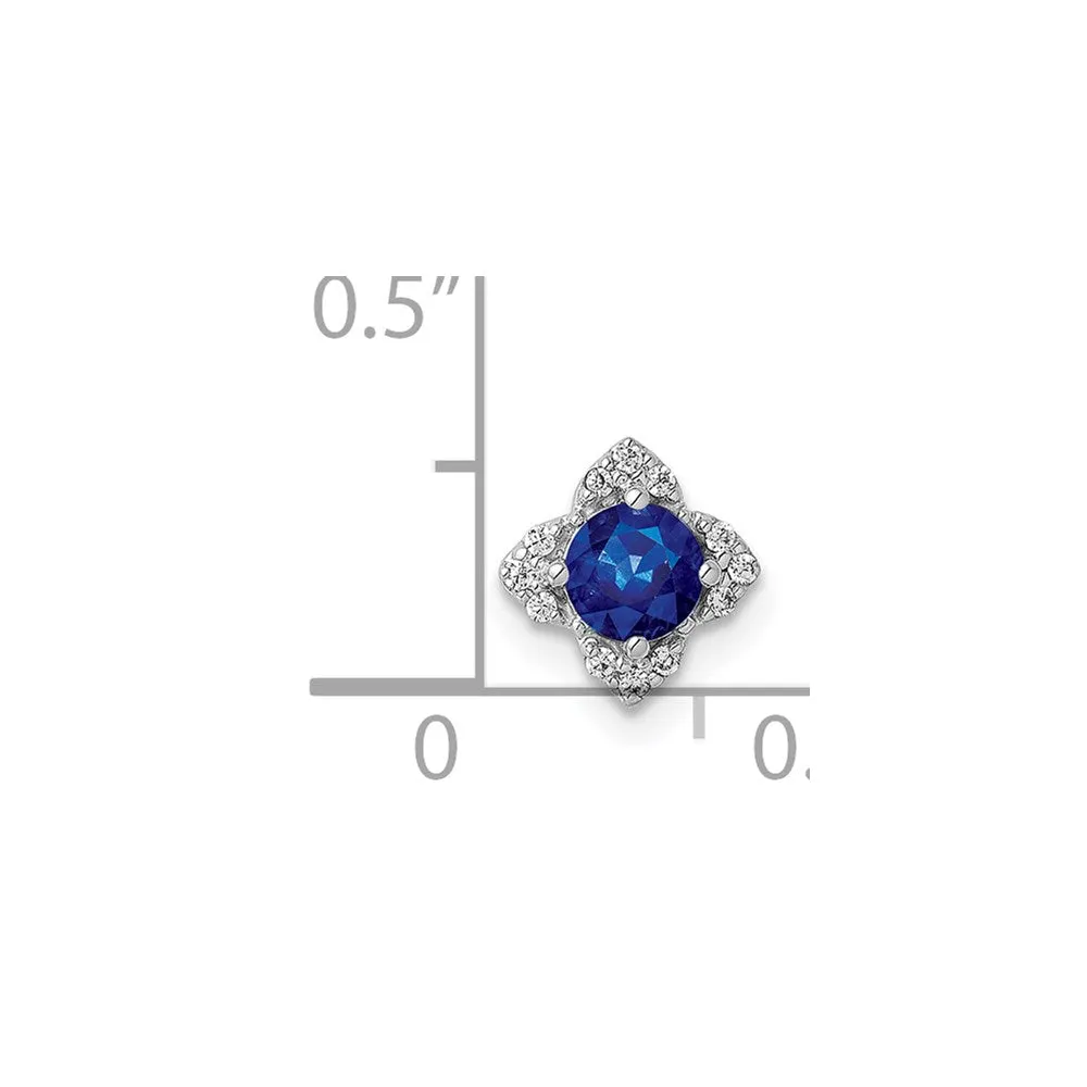 14k White Gold Diamond and Sapphire Pendant